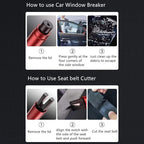 HHXS Car Safety Hammer Emergency Escape Tool One Second Window Breaker Seatbelt Cutter Car Glass Breaker Life-Saving Emergenc