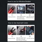 HHXS Car Window Breaker Seatbelt Cutter 4 Pack, Car Safety Hammer Glass Breaker Under Water Auto Emergency Rescue Tool, Car E