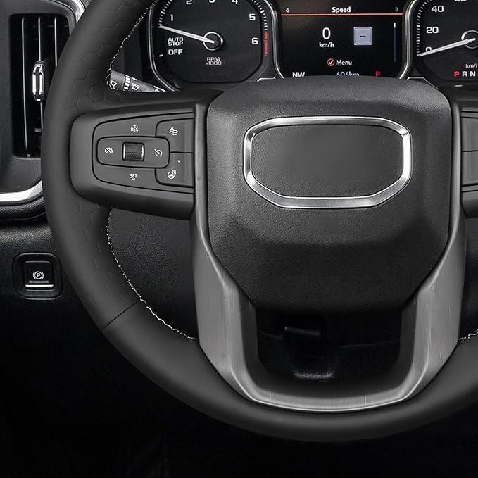 MEWANT Steering Wheel Cover for GMC Sierra 1500 / 2500 / 3500 & Yukon - Hive Microfiber Leather
