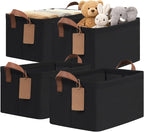 CHICVITA 4 Pack Storage Baskets for Shelves, Collapsible Fabric Closet Storage Bins with Metal Frame, Towel Organizer for Liv