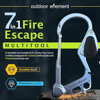 OUTDOOR ELEMENT Fire Escape, Emergency Escape Tool, Seatbelt Cutter, Window Breaker, Multi Tool, Fire Starter, Carabiner, and