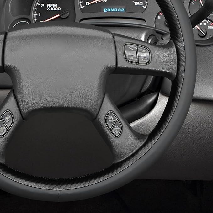 MEWANT Steering Wheel Cover for Chevy Silverado 1500/2500 / 3500 2003-2006 / Silverado 1500 2500HD 3500 Classic/Trailblazer Hand-Stitched Microfiber Leather Steering Wheel Wrap