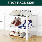 Smiry Shoe Rack, 2 Tier Small Bamboo Shoe Organizer, Stackable Free Standing Wooden Shoe Storage Shelf for Closet, Entryway, 