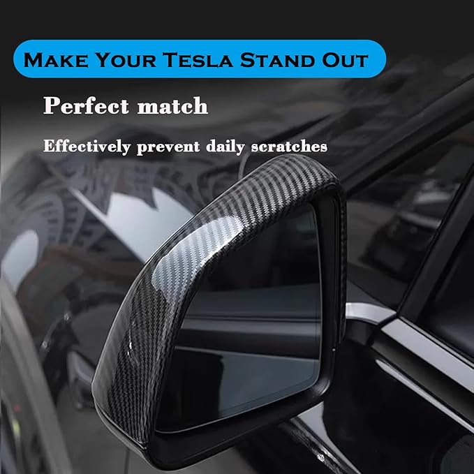 YHCDSEA Rearview Mirror Guard Cover for Tesla Model Y, Side Mirror Cover Exterior Accessories fit for Model Y 2024 2023 2022 2021 (Matt Black)