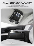 Car Seat Gap Filler with Sun Visor Organizer, Leather Seat Gap Organizer for Phone, Cards, Keys and Sunglasses, Front Seat Storage for Most Cars, SUVs and Trucks