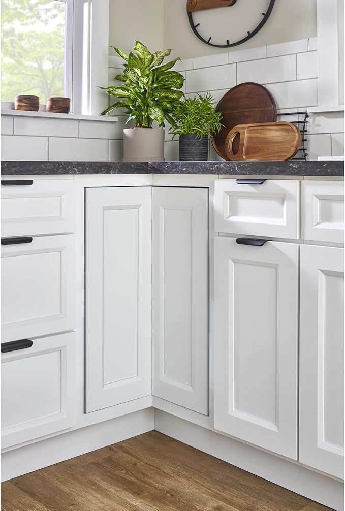 Rev-A-Shelf 28" Pie-Cut Lazy Susan Organizer for Base Corner Kitchen Cabinets, Banded Wood Home Storage 2-Shelves w/Telescopi