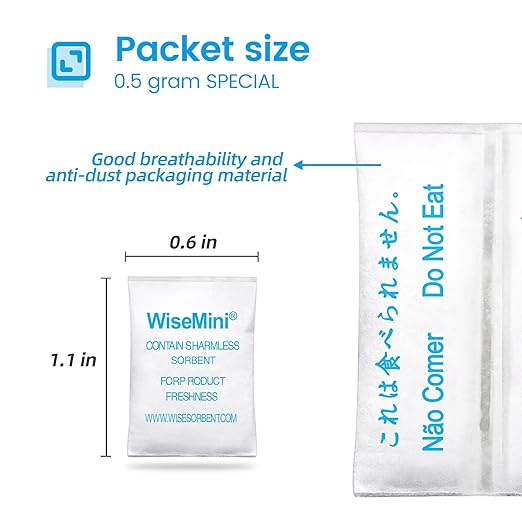 0.5 Gram 500 Pack Silica Gel Packs, Dessicant Packets, Moisture Absorbers for Food Storage, Food Grade Desiccant