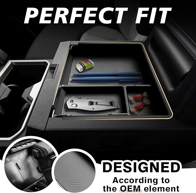 Muslogy Center Console Organizer & Cup Holder Inserts Compatible with 2025 2026 Toyota 4Runner Armrest Tray with Card Slot Divider Storage Box Non-Slip Silicone Front Drink Stoppers Rubber Cup Holder