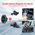 PROfezzion CD Slot & Vent Clip Combo Magnetic Phone Holder Compatible with MagSafe on Car CD Player Slot or Air Vent for iPhone 17 16 15 14 13 12 Pro Max Plus, Mag-Safe Case & All Phones