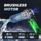 Handheld Car Vacuum Cleaner, 6 in 1 Multi-function Cordless Small Vacuum, 17000PA Adjustable Portable with Brushless Motor fo
