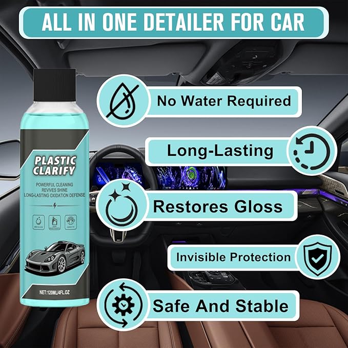 2PCS Plastic Clarify For Cars, Waterless Spray Wax, Plastic Clarify, All-In-One Detailer For Car Interiors & Exteriors, Plast