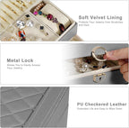GUOER Jewelry Box for Women Girl Wife 3 Layers Large PU Leather Jewelry Organizer Storage Case with Two drawers Display for E