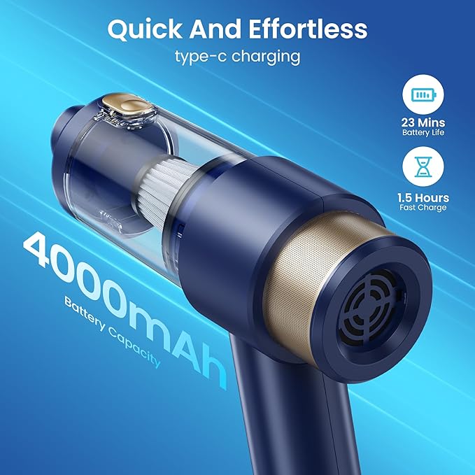 Car Vacuum Handheld Vacuum Cleaner, 15000PA Suction, Mini Vacuums with Air Duster and Blower, Portable Hand Held Vacuum for C