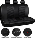CAROMOP Faux Leather Car Seat Covers Full Set,Luxury and Comfortable Covers for Cars,Split Bench Compatible Car Interior Cove