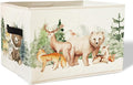 Animal Forest Nursery Storage Bins Basket with Handles,Cute Forest Animal Collapsible Storage Basket Organizer for Kids Room 
