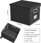 Huolewa File Organizer Box with Lid, Collapsible File Folder Organizer for Office Document Storage, Filing Box with Plastic S