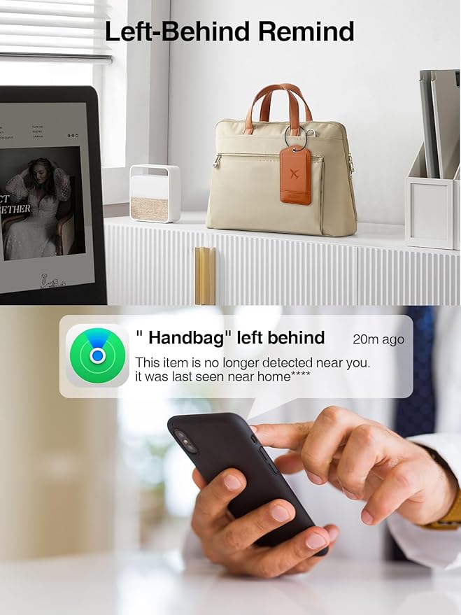 TopMade Smart Luggage Tag with Find My, Premium Leather Luggage Tags for Suitcase, Travel Bags, Backpacks, Anti-Lost Suitcase