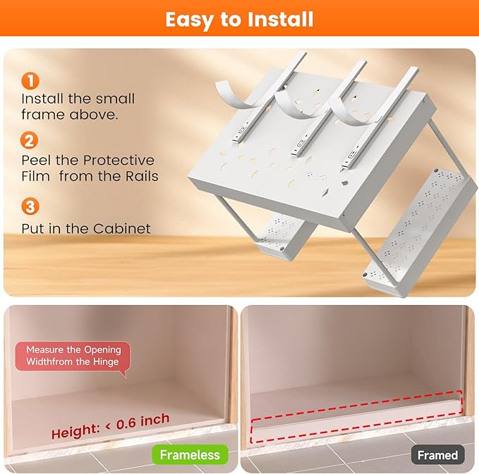 Expandable Under Sink Organizers and Storage,Width Adjustable (14.9-23.6IN),No Drill 2-Tier Pull Out Under Cabinet Organizer 