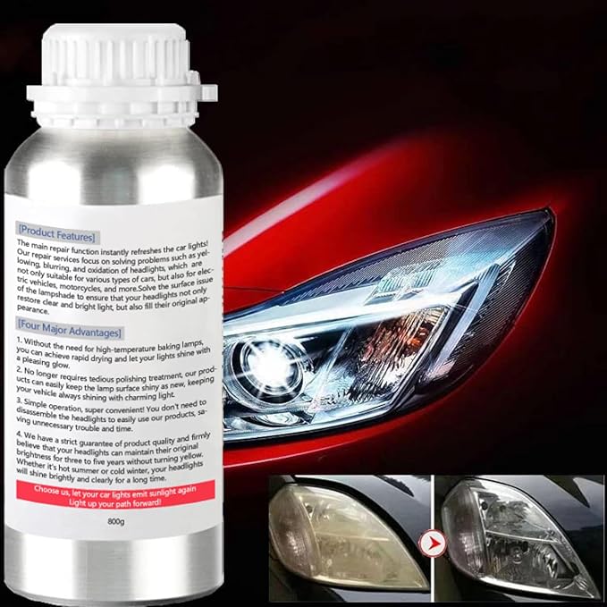 800g Auto Headlight Restoration Liquid, Car Headlight Scratch Restoring Fluid Headlight Repair Polish Cleaner, Headlight Rest