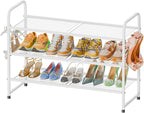 SUFAUY 3-Tier Mesh Shoe Rack, Closet Metal 33" Wide Shoe Shelf Heavy Duty, White