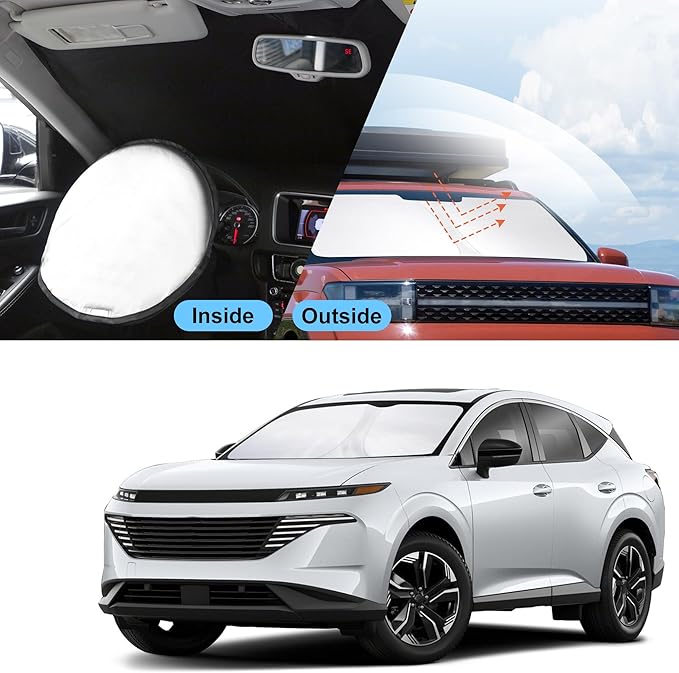 Front Windshield Sun Shade Foldable Front Window Sun Shade Visor Custom Fit for 2024-2026 Hymdai Santa Fe Block UV Rays Heat Sun Shield Keep Car Cooler Car Accessories