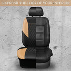 CAR PASS Quilting Leather Front Seat Covers, Automotive Waterproof Deluxe PU Premium Vinyl Luxury Two Front Seats Only Univer