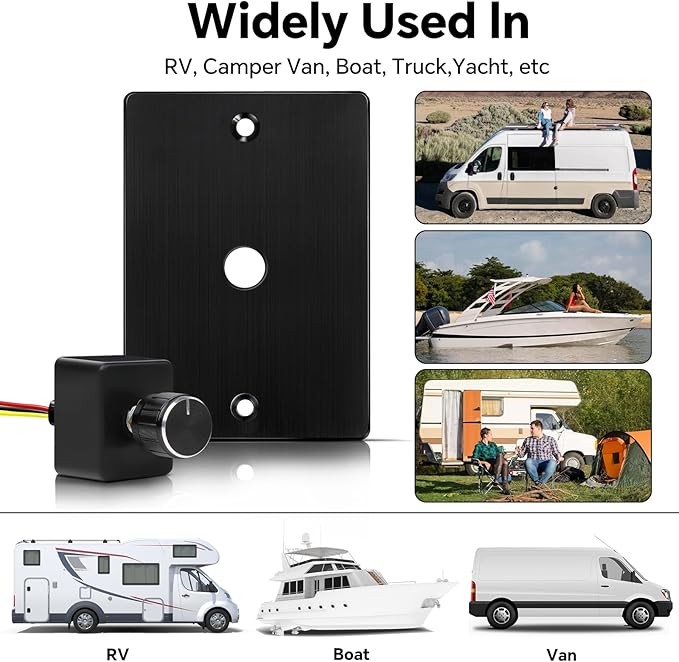 acegoo 12V Dimmer Switch Aluminum RV Light Dimmer High-Side PWM Dimmer, Perfect for Camper Van Boat Trailer Truck Cars, Works with 12V LED Light Fixture, Rotary Dimming (6A-Upgrade)
