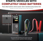 Jump Starter with Air Compressor, Portable Car Battery Jump Starter, 150 PSI Tire Inflator & Battery Booster - Starts