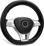 Car Steering Wheel Cover, Leather D-Shaped Steering Wheel Sleeve with Anti-Slip Lining, Breathable Flat Bottom Car Wheel Prot