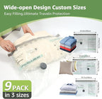 Vacuum Bags for Travel with Rechargeable air Pump, 3 Sizes Vacuum Seal Bags for Clothing, Space-Saving Compression Storage Ba