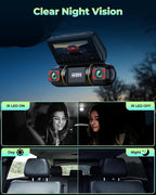 LAMTTO 4 Channel Dash Cam 360 View, 1080P Front and Rear Inside Left Right, Dash Camera for Cars with Hardwire Kit for 24h Se