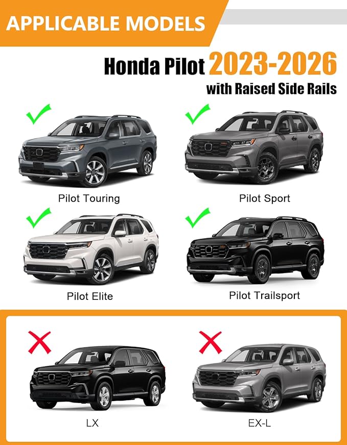 KINGGERI 300lbs Roof Rack Cross Bars Compatible with Honda Pilot 2023-2026 Sport TrailSport Touring Elite (Not for LX & EX-L), Aluminum Roof Rails Crossbars Rooftop Cargo Carrier Luggage Rails