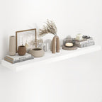 Fun Memories 48 Inch Floating Shelves in White, 9.3 Inch Deep Floating Shelf for Bathroom Living Room Kitchen, Rusitc Wall Mo