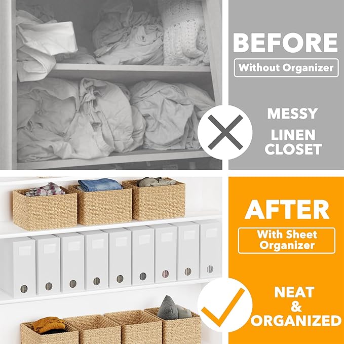SpaceAid 9 Pack Bed Sheet Organizers and Storage, Foldable Sheet Organizer with Window for Linen Closet, Set Folder Keeper fo