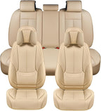 Coverado Universal Seat Covers Full Set, 5 Seats Universal Seat Covers for Cars, Waterproof NAPPA Leather Car Seat Covers wit