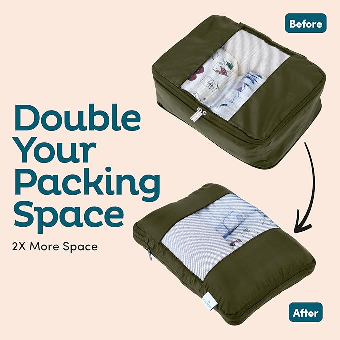 10-Pack Large Compression Packing Cubes for Travel - Lightweight Compression Packing Cube Set, Water-Resistant Luggage Organi