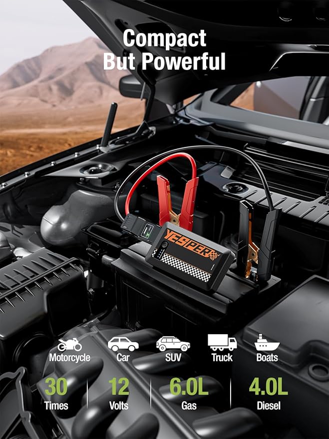 YESPER Jump Starter Portable,1500A Peak Motorcycle Jump Starter, Jump Box for Car Jumper Starter Portable, 12V Booster