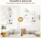 Fun Memories Floating Shelves for Wall - 7.5 Inch Square Shelves with Invisible Brackets, White Small Wall Shelf for Living R