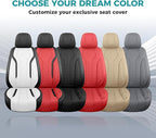 Leather Car Seat Covers Full Set, Breathable Faux Leather Seat Covers for Cars SUV Sedan Waterproof BlackRed