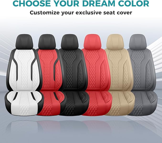 Leather Car Seat Covers Full Set, Breathable Faux Leather Seat Covers for Cars SUV Sedan Waterproof Black