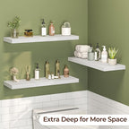 Fun Memories Floating Shelves for Wall 30 Inch Set of 3, Farmhouse Floating Shelves with Invisible Heavy Duty Bracket, 10 Inc