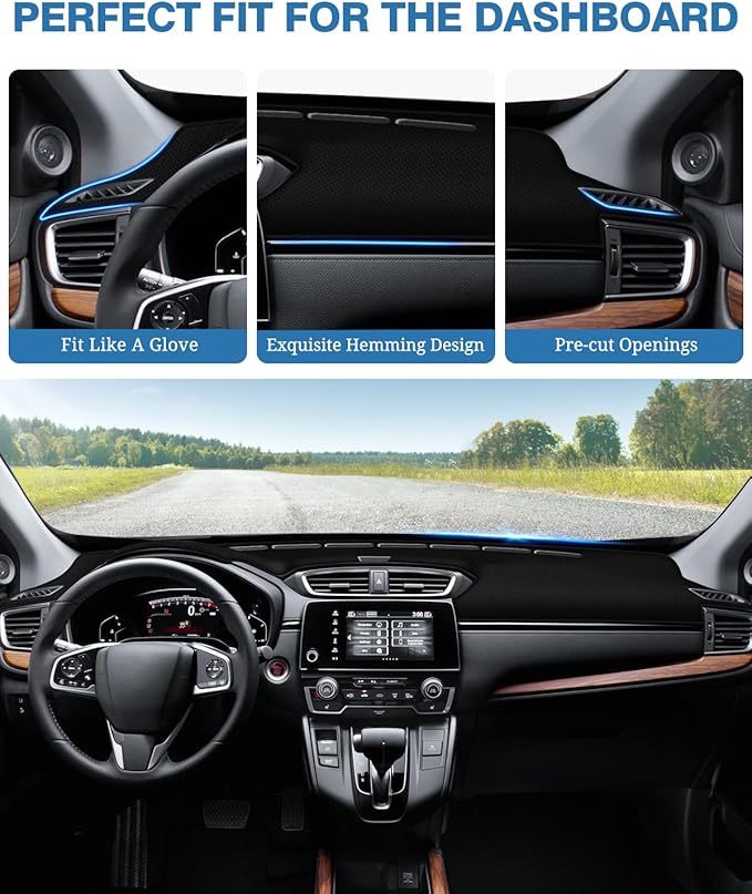 FIILINES Dash Cover Fit for 2017-2022 Honda CRV CR-V, Dashboard Mat Cover for CRV Accessories Sunshade Nonslip Mesh Protector