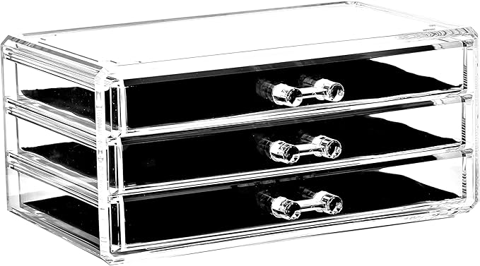 Ikee Design 5 Pcs Set Acrylic Makeup Organizer with 15 Drawers and Removable Top Lipstick Holders, Ideal for Make-up, Accesso