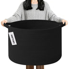 90L Large Blanket Basket,21.7"L x 21.7"W x 13.8"H Rope Woven Baskets with Handles, Toys Storage Bins,Laundry Basket Perfect f