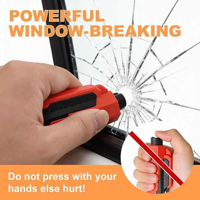 4PCS Car Window Breaker Seatbelt Cutter, Portable 2 in 1 Seatbelt Cutter and Window Glass Breaker Keychain Emergency Escape T