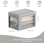 CYhom 3Pack Classic Stackable Foldable Storage Bin - Metal Frame Storage Box with Clear Window, Carry Handles (66L-19.7x15.7x
