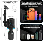 Frani Car Cup Holder Expander with Magnetic Phone Mount - Adjustable Insert Fits 2.68-4.33" Holders, 360° Gooseneck & Strong 