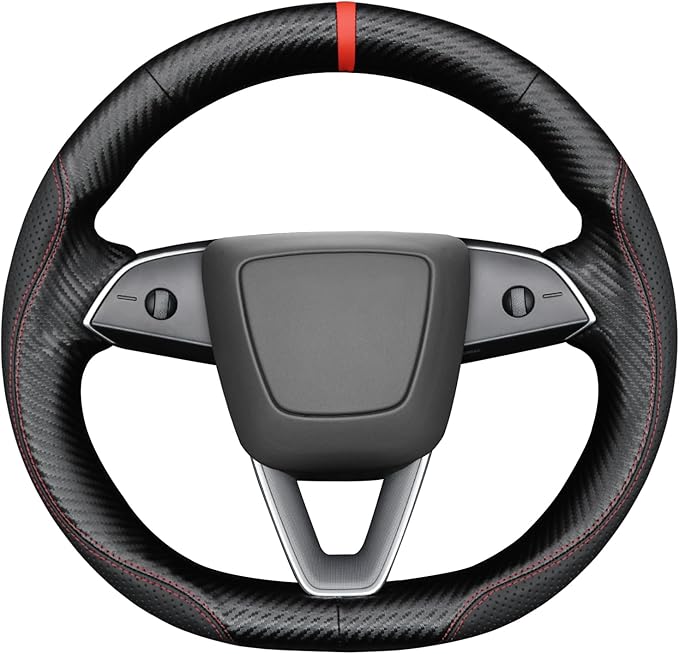 MEWANT DIY Stitching Steering Wheel Cover Wrap for Tesla Model 3 Highland 2023-2025/Model Y 2025 Highland for Tesla Model 3/Model Y Accessories(3D Style)