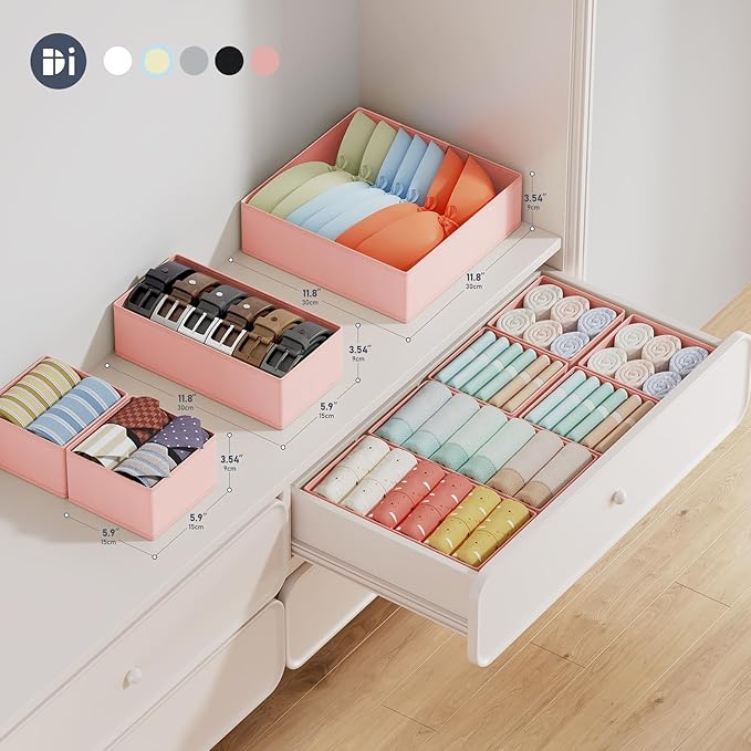 DIMJ Drawer Organizer Clothes Storage- 18 Pack Baby Dresser Organizer for Nursery, Foldable Closet Drawer Organizer Bins for 