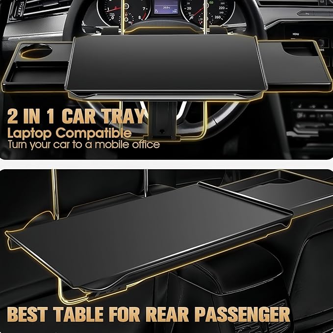 Car Steering Wheel Desk Compatible with Ford F150 F250 F350 F-150 F-250 F-350, Foldable Back Seat Tray Table, Car Steering Wheel Tray for Laptop Eating Writing, Travel Car Accessories,C